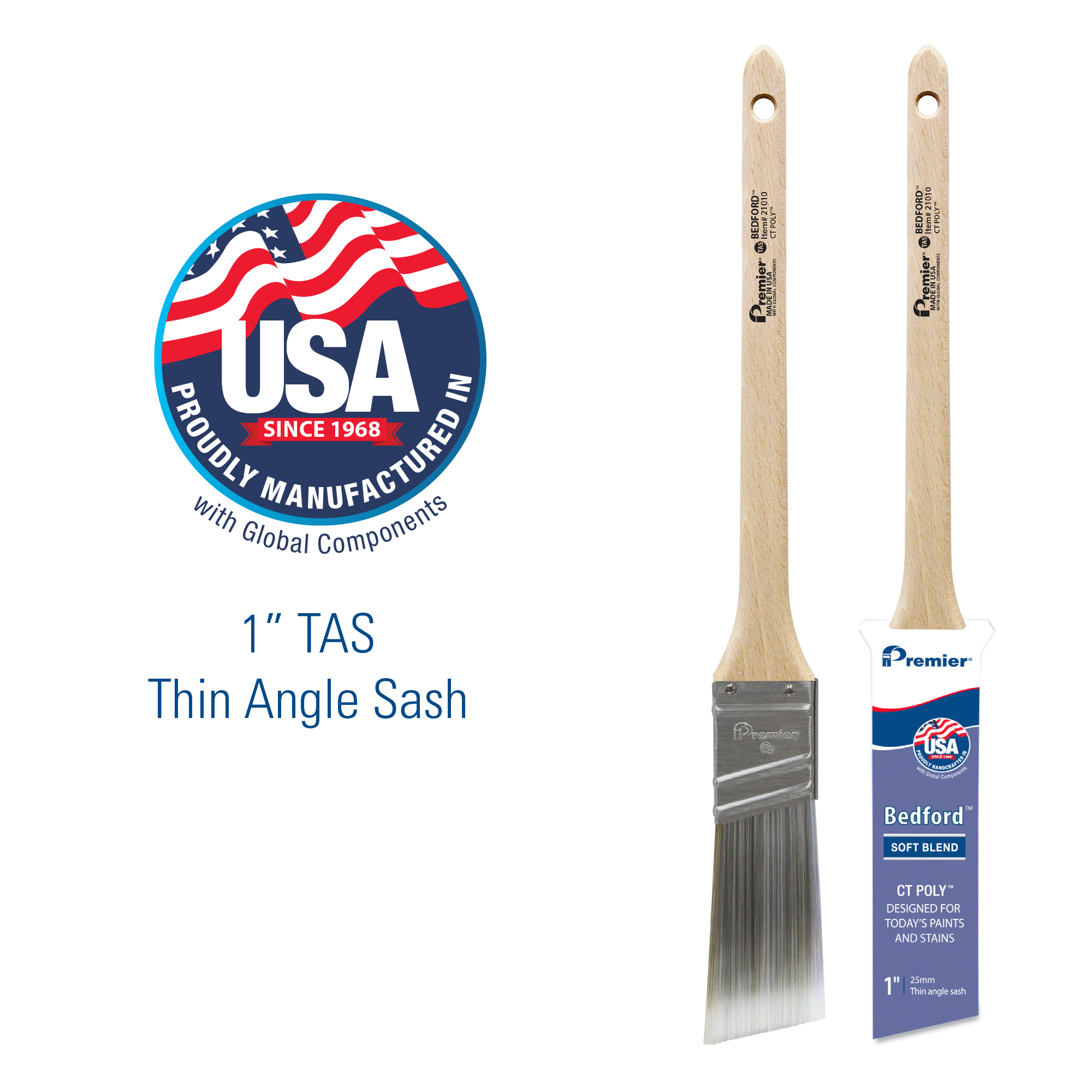 1 in. Bedford CT Poly Thin Angle Sash Household Paintbrush, Polyester