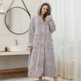 thumbnail image 4 of Homgro Women's Hooded Robe Winter Maternity Plush Duster Housecoat Soft Button Up Fuzzy Long Sleeve Bathrobe Loungewear Purple X-Large-XX-Large, 4 of 5