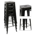 thumbnail image 2 of Lacoo Indoor-Outdoor 30'' Modern Tolix Style Metal Backless Light Weight Bar Stools with Square Seat, Deep Black, 2 of 4