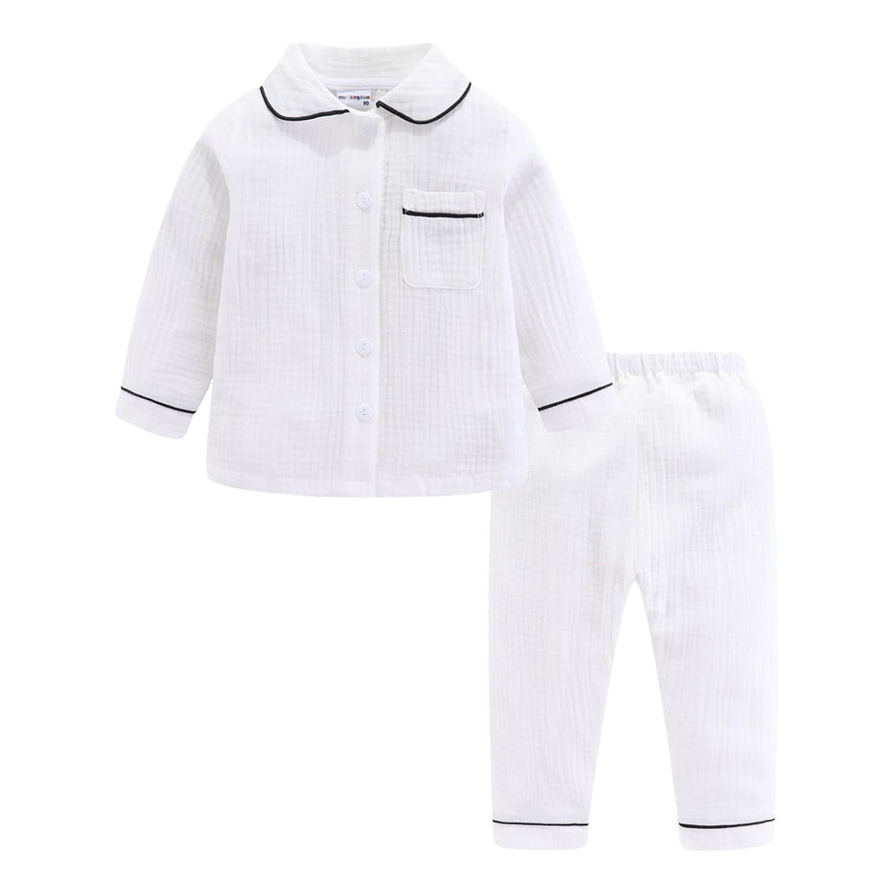 Mud Kingdom Little Boys Pajama Sets Collared Button Down Solid Color
