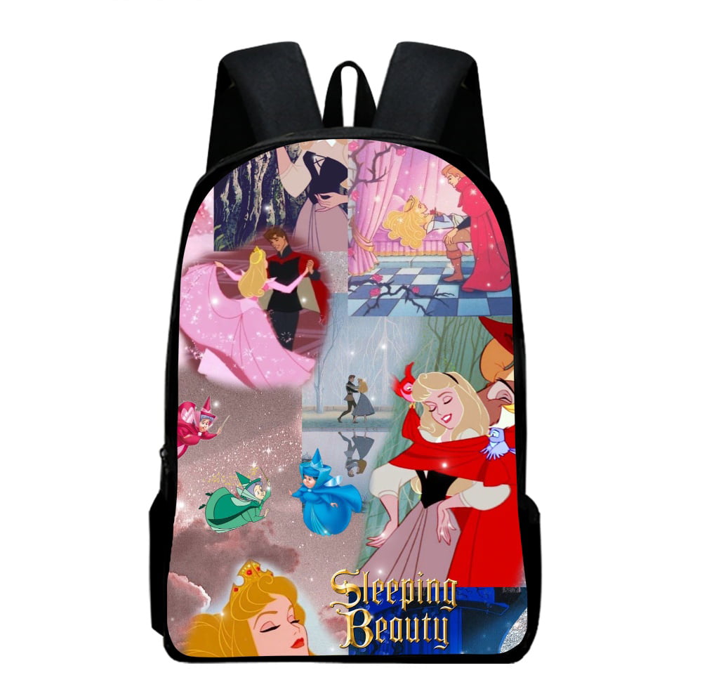 Sleeping Beauty Students Backpack Likable Charming Art Print Middle Girls  Kids Book Bag with Crossbody Bag and Pen Case 3CS for Girls Aged 7 to 15  Years for Gift to Daughter Son 