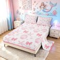 thumbnail image 2 of meiyoeat Kawaii Coastal Bowknot Bed Sheets for Girls, Pink Sea Shell Starfish Full Size Sheets, 4pcs, 1 Flat Sheet, 1 Fitted Sheet and 2 Pillowcases, 2 of 5