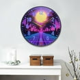 thumbnail image 2 of Yayeee Wall Clock Battery Operated 9.5" Silent Non-Ticking for Living Room, Purple Neon Road, 2 of 8