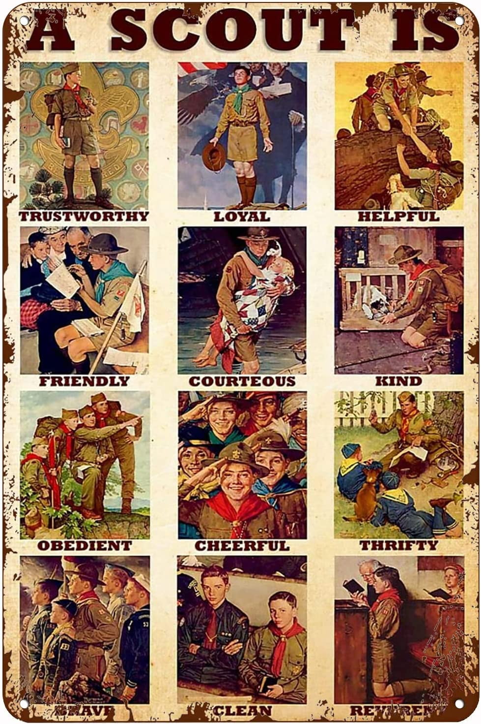 Vintage Tin Metal Sign A Scout Is Trustworthy Retro Wall Art Decor Iron 