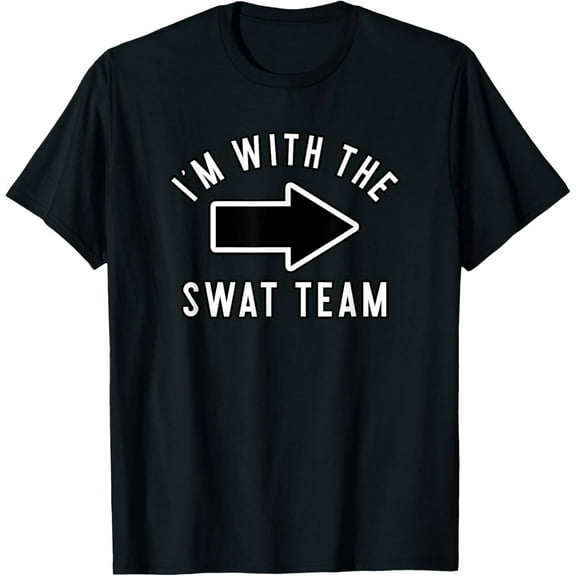 Couples Halloween Costume Shirts I'm With The Swat Team T-ShirtMen and women, Black T-shirt, size: Extra large