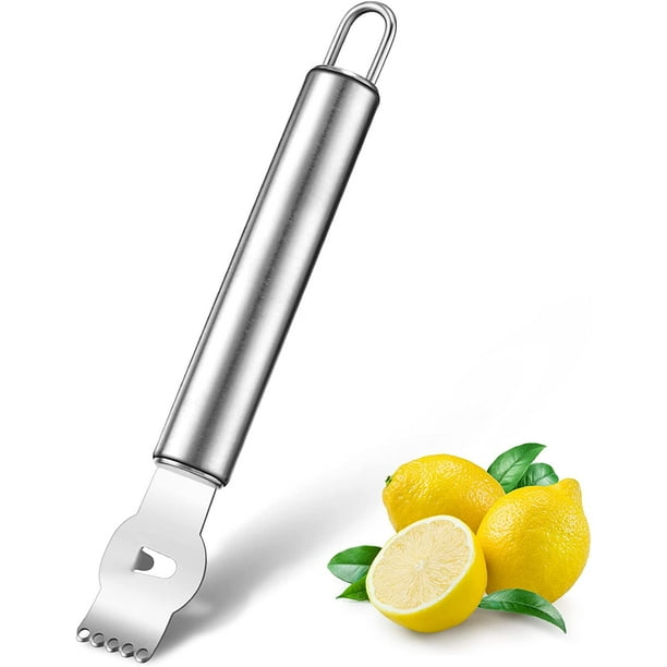 Éplucheur de Zeste de Citron, Zesteur de Citron Professionnel avec Couteau  Canelle Tranche de Citron en Acier Inoxydable pour Cocktail, Citron,  Ustensile de Cuisine (Stainless Steel Handle, 6.5 Inch) 