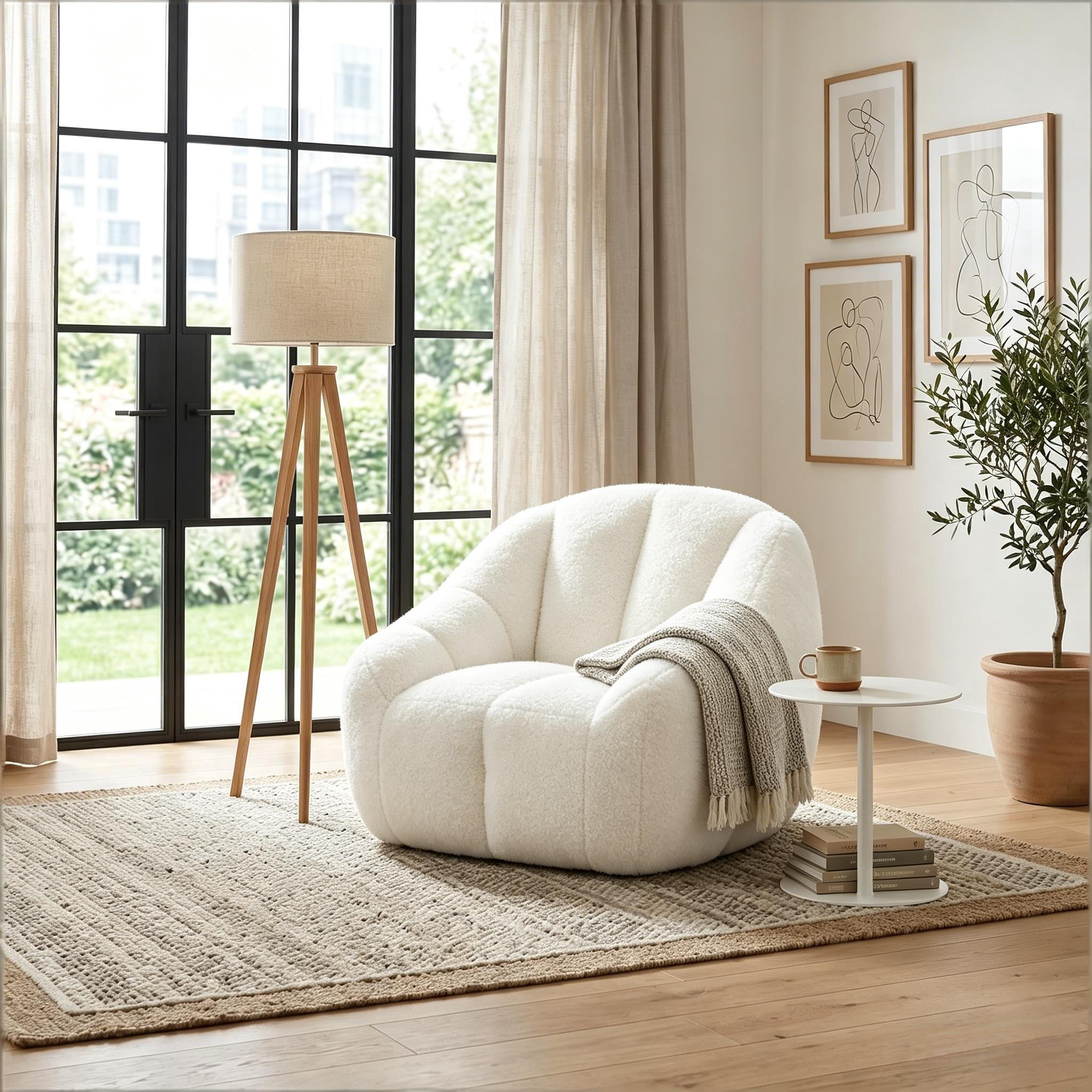 Howcool Bean Bag Chair with Filler, Memory Foam Tufted Fluffy Lazy Sofa for Living Room Dorm Apartment