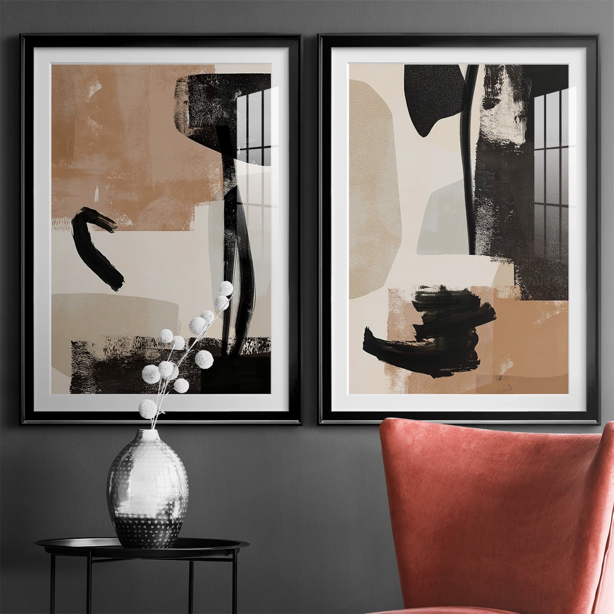 Wexford Home Selective Arrangement III Premium Framed Print, 26.5" x 36.5" - Ready to Hang, Black (Set of 2)