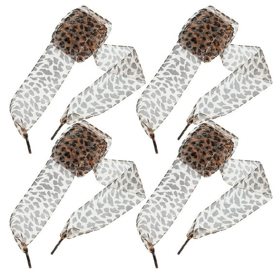 WEUVEB 2 Pairs Cheetah Print Flat Shoe Laces for Sneakers, Wide Polyester Design for , Unisex for Men and Women
