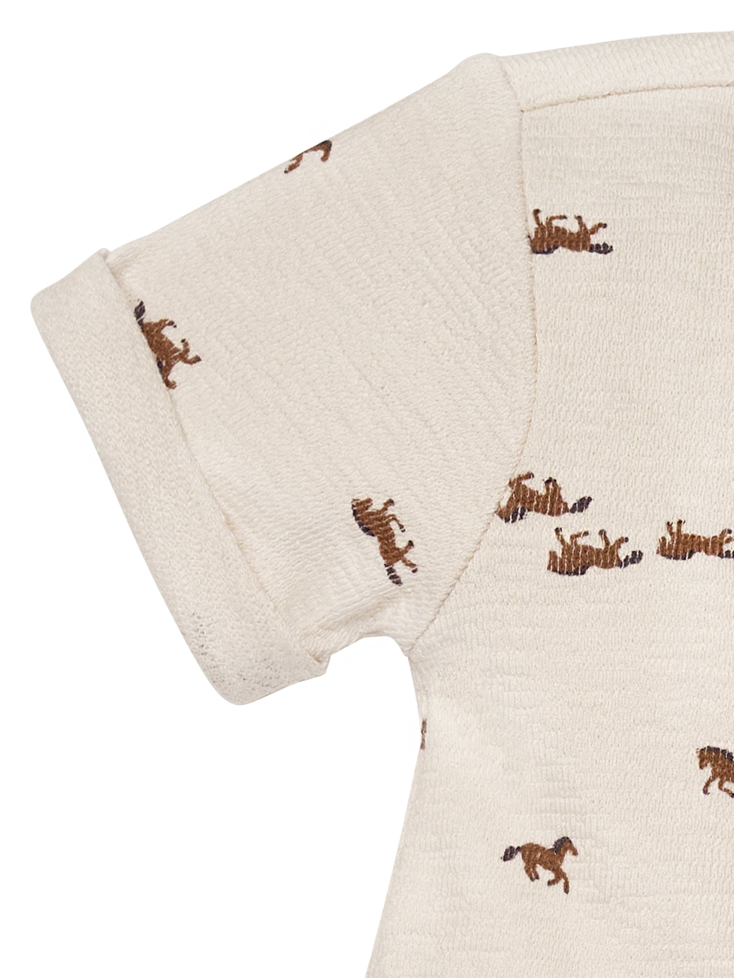 Modern Moments by Gerber Gender Neutral Short Sleeve Henley Romper, Sizes 0/3 Months - 24 Months