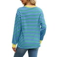 thumbnail image 5 of Karoyedx Women Fall Shirts Long Sleeve Striped t Shirts for Women Long Sleeve Tops Crew Neck Fitted Tees Casual Trendy Outfits Green Size,S, 5 of 9