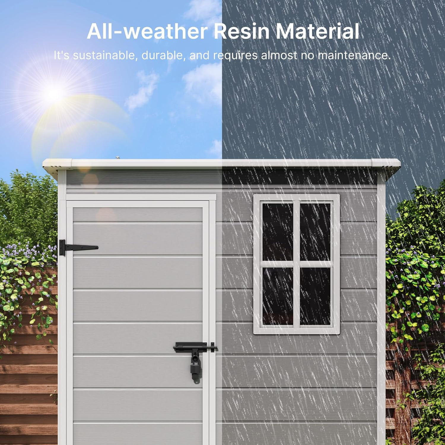 5x3 ft Outdoor Plastic Storage Shed - Lockable Doors, Weather-Resistant Storage for Patio, Lawn, and Garden - Gray