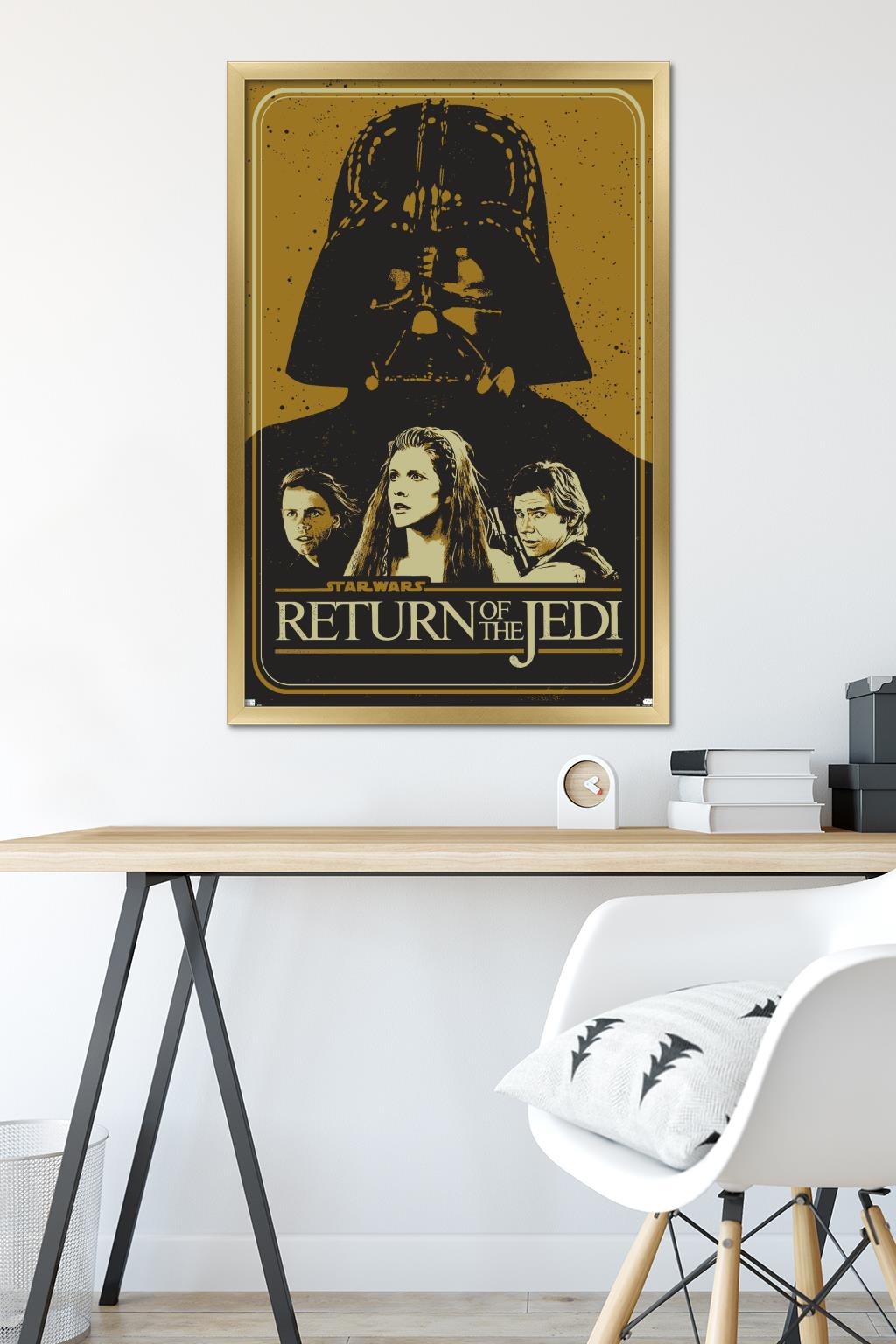 Star Wars: Return of the Jedi - Gold Illustration Wall Poster, 22.375" x 34" Framed