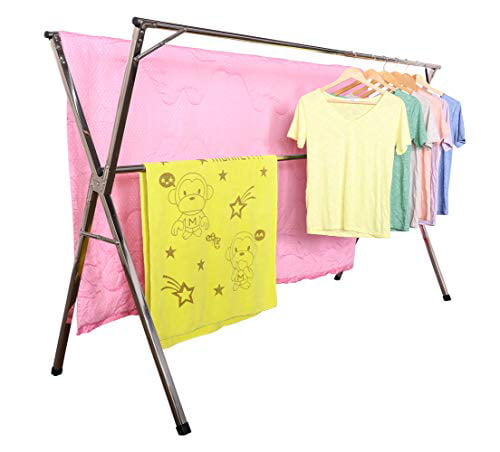 EXILOT Foldable Portable Space Saving Clothes Drying Rack Adjustable High Steel for sale online 