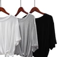 thumbnail image 7 of Noric Women Tie Front Modal T-Shirt Crew Neck Knotted Loose Fit Short Sleeve Casual Lightweight Flowy Tops, 7 of 7