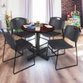 thumbnail image 3 of Kobe 30in. Round Breakroom Table- Mahogany & 4 Zeng Stack Chairs- Black, 3 of 9