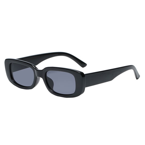 Rectangle Sunglasses for Women Men, Trendy Retro Square Frame Sun Glasses, UV400 Protection Fashion Shades for Driving, Travel, Outdoor, Lightweight Eyewear Lunettes de Soleil, Black