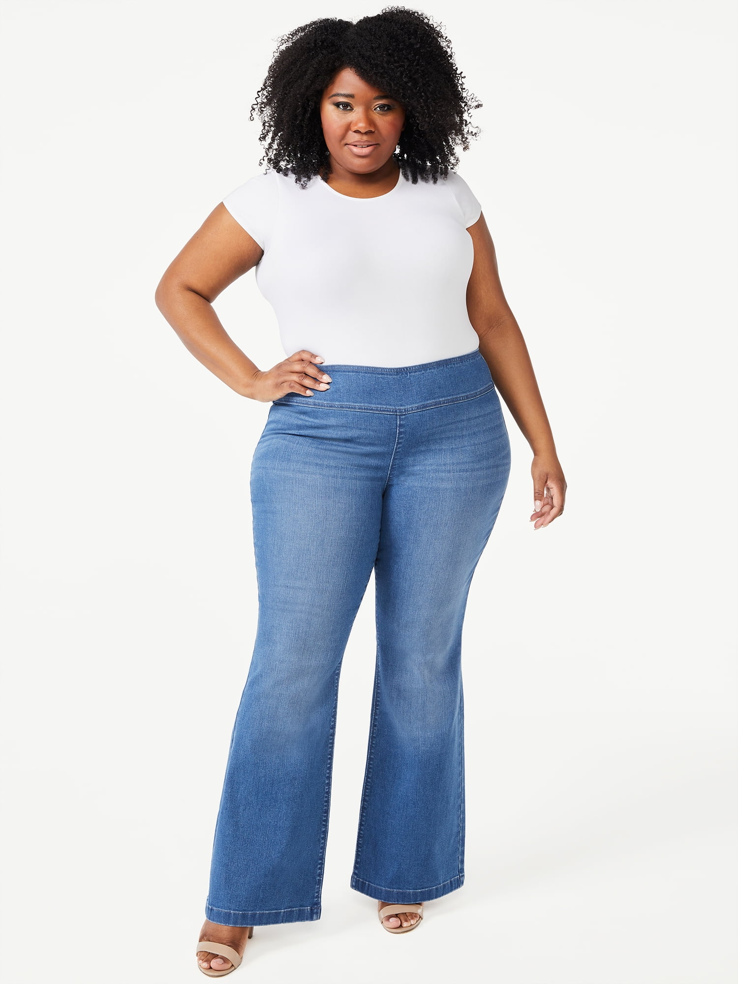Sofia Jeans Women's Plus Size Melisa Curvy Flare Pull-On Jeans