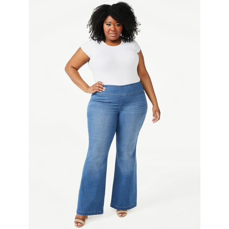 Sofia Jeans Women's Plus Size Melisa Curvy Flare Pull-On Jeans 