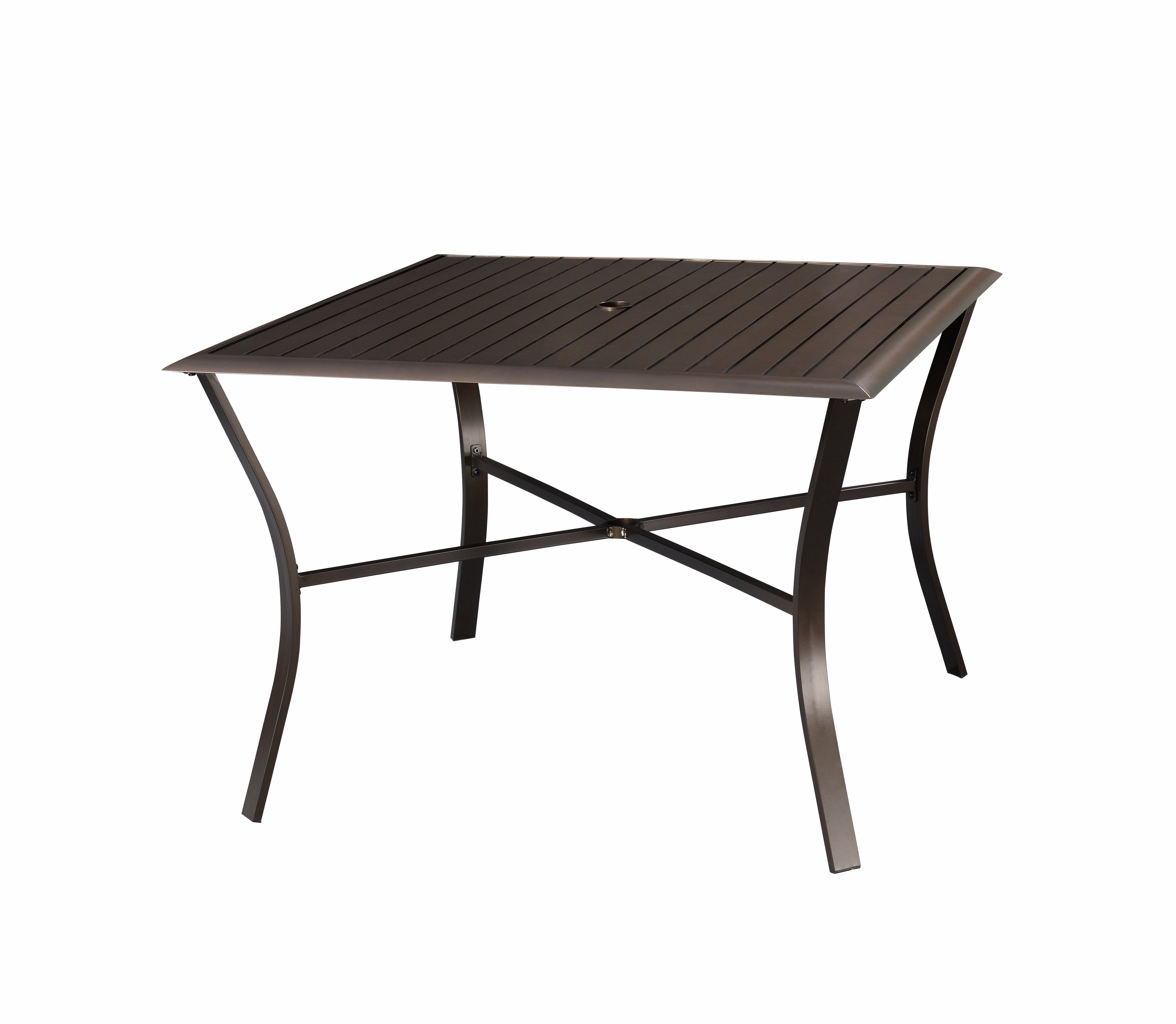 Aluminum Square Slat Top Patio Dining Table Bronze