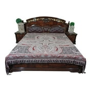 Mogul Indian DESIGNER Throw Bedspread Bedding PASHMINA Jamawar Home Decor