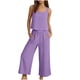 thumbnail image 1 of Mujer Pantalones Casual Dos Piezas Conjunto Cuello Redondo Blusa sin Mangas con Pantalones de Bolsillo de Ajuste Suelto, Vestuario de Verano, 1 of 9