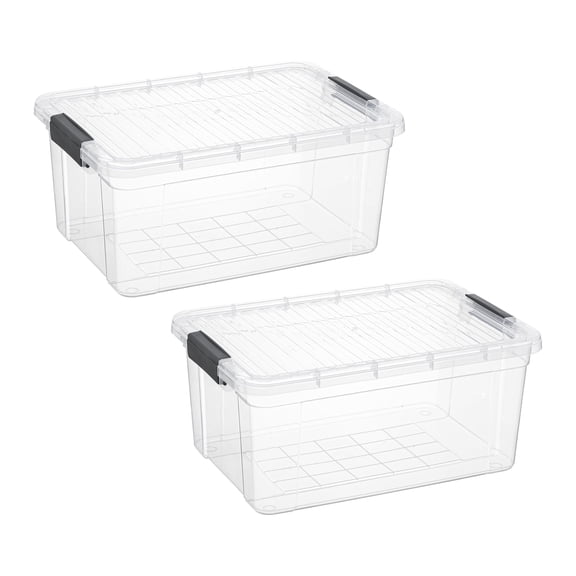 Superio Clear Storage Boxes with Lids, Plastic Container Bins for Organizing, Stackable Crates, BPA Free, Non Toxic, Odor Free, Organizers for Home, Office, School, and Dorm, 21 Quart, 2 Pack