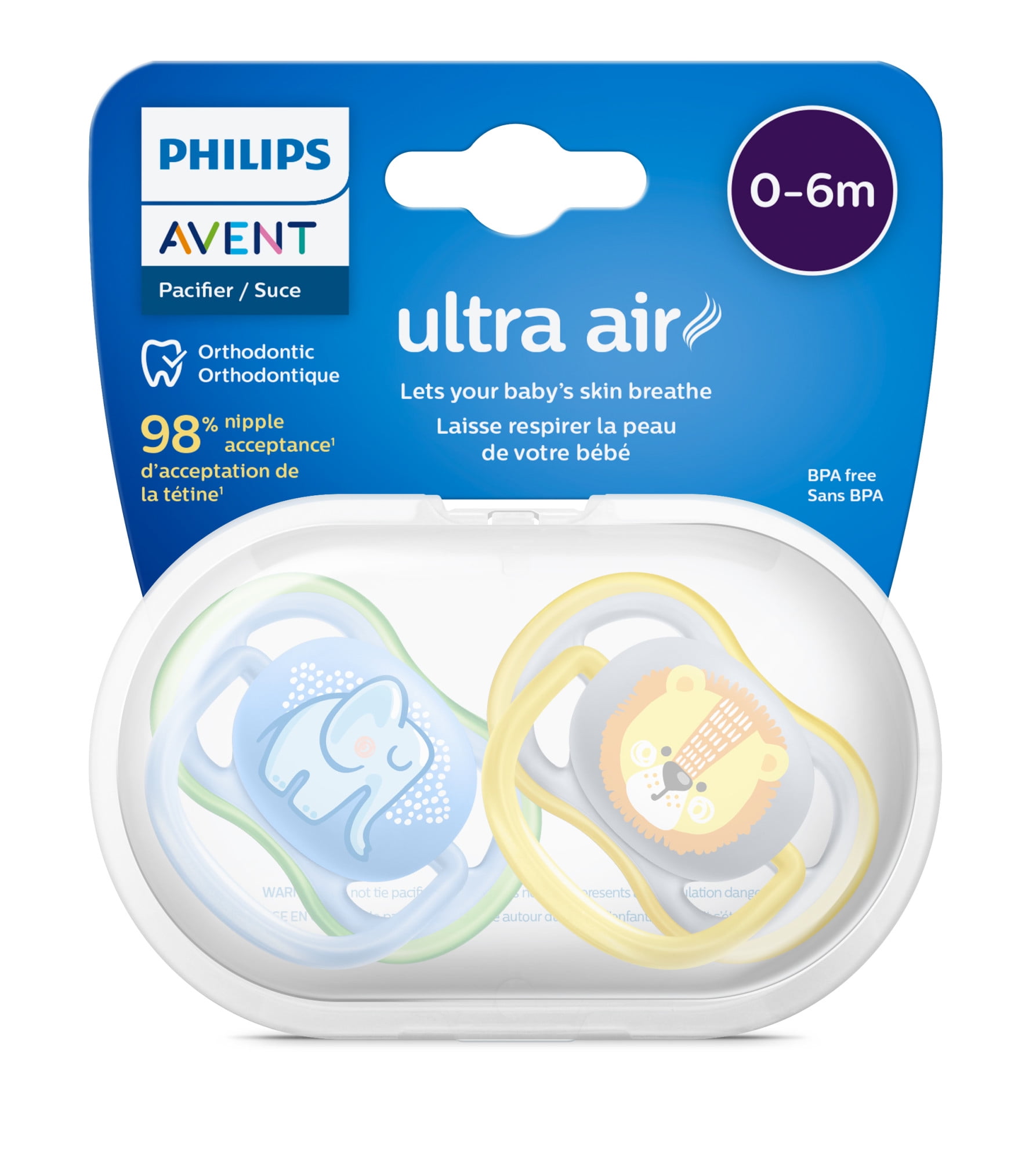Chupete Ultra Air Happy Philips Avent 6-18m Scf081/14 Color Blanco Período  de edad 6-18 meses