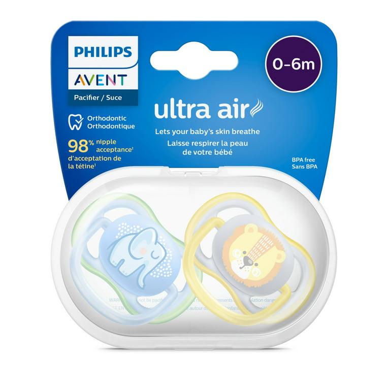 Philips AVENT Chupete Ultra Air, 6-18 meses, ballena/estrella de mar,  paquete de 4, SCF085/10