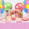 thumbnail image 3 of PIXHOTUL Candyland Party Supplies Serve 40 - 162Pcs Plates Napkins Tablecloth Forks Set for Lollipop Theme Birthday Party Decorations Candyland Themed Party Decorations, 3 of 8