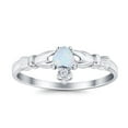 thumbnail image 3 of Claddagh Heart Promise Ring Lab Created White Opal 925 Sterling Silver Size 9, 3 of 7
