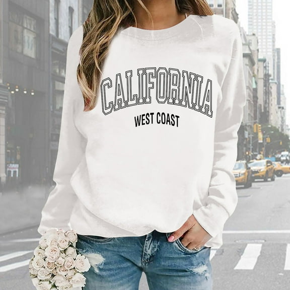 Sweatshirt for Women Long Sleeve Sweatshirt Pullovers for Women White Crewneck Winter Sweatshirts Young Women