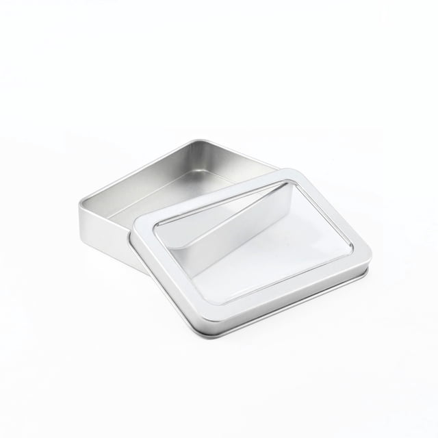 Caja de hierro para embalaje con ventana rectangular, accesorios y piezas, caja de hierro para embalaje general, caja de hojalata