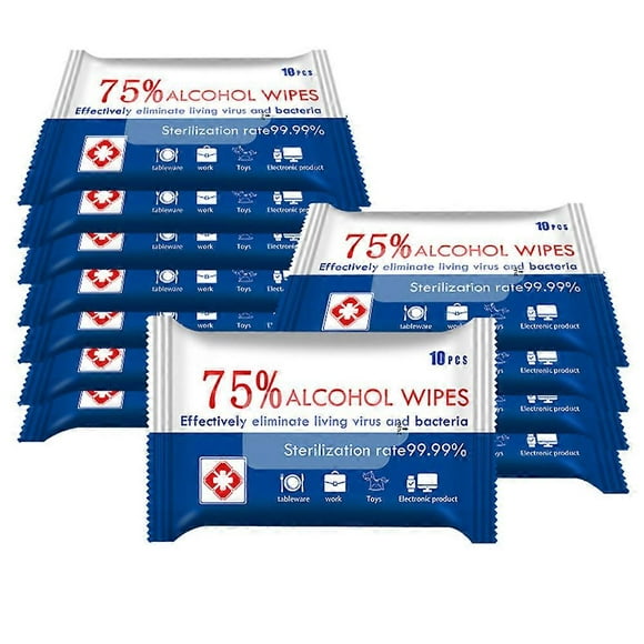 10 Pack Portable Disinfection Wipes Moist Wipes with 75% Alcohol for Deep Cleaning Hands Tables