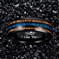 thumbnail image 4 of Wedding Rings For Men or Women. 8mm Wood & Blue Opal Tungsten Wedding Band, 4 of 5