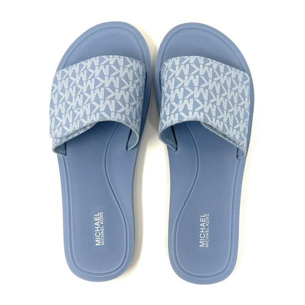 Sandals Slide Michael Kors Flip Flops Womens Blue Michael Kors PVC