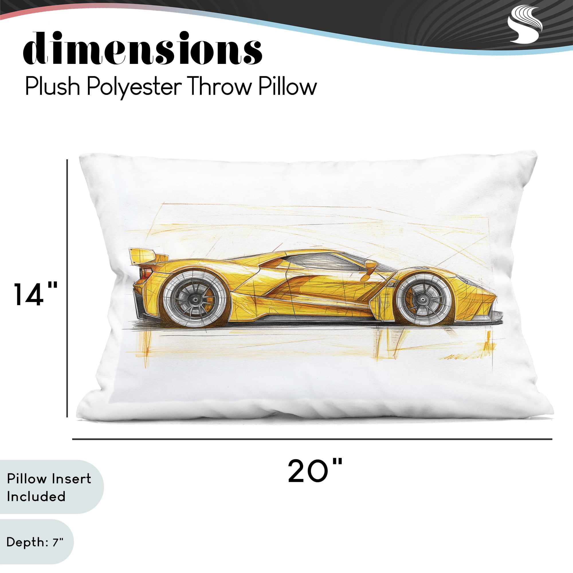 Stupell Industries Yellow Sports Car Whimsicality Decorative Printed Throw Pillow, design by Steve Hunziker