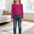 thumbnail image 6 of EnJoCho Kids Long Sleeve Shirts For Girls, Girls Long Sleeved Shirt Round Neck Pullover Slim Top Ribbed Knit Casual Rib T Shirt Long Sleeve Shirts Girls, 6 of 6