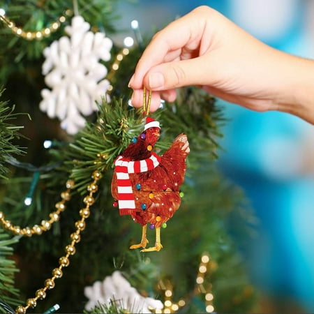 

Christmas Chicken Acrylic Decorations 2022 Christmas Tree Decorations With Christmas Scarf Chicken Christmas Decorations Pendant And Teal Christmas Decorations Bling Decorations Antique Stained Glass