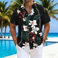 thumbnail image 2 of OHMZYZO Men's Hawaiian Shirt Tropical Floral Short Sleeve Button Down Shirts Casual Summer Beach Holiday Blouse, 2 of 5