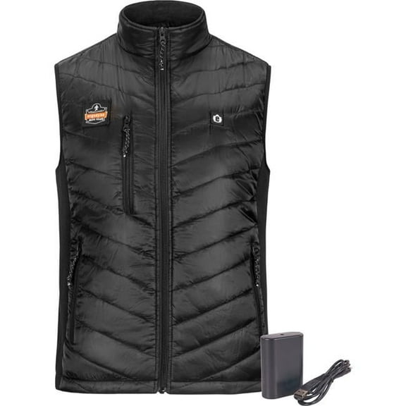 Ergodyne B3146289 N-Ferno 6495 Rechargeable Heated Vest with Battery Power Bank, Black - Large
