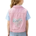 thumbnail image 2 of DJDLJWCJ Girls Denim Vest Tops Collared Sleeveless Button Down Jean Waistcoat with Pockets Fall Denim Outerwear Pink Size 5T, 2 of 8