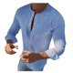 thumbnail image 1 of Camisas De Para Hombre Camisa Fashion Round Color Manga Long Men's Casual Top Blouse Men's blusa (Blue, XL), 1 of 6