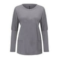 thumbnail image 6 of Floleo Clearance Womens Tops Long Sleeve Shirts Fall Clearance Women Long Sleeve Casual Loose Fit Tunic Tops With Pockets Crewneck Sweatshirts Gray, 6 of 6