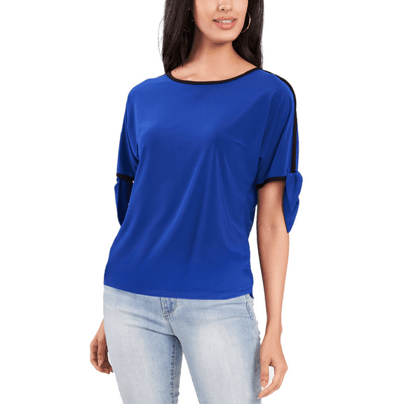 Two by Vince Camuto Ladies Tie Sleeve Top Size: S, Color: Goddess Blue/Black