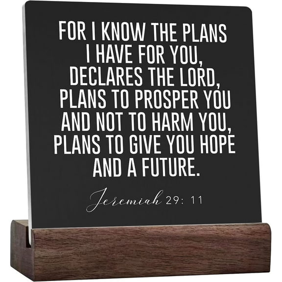 Christian Decor Sign Desk Decor Rustic Motivational Bible Verse Jeremiah 2911 Black Ceramic Table Sign For Home Office Living Room Church Kitchen Bedroom Table Shelf Religious Gifts
