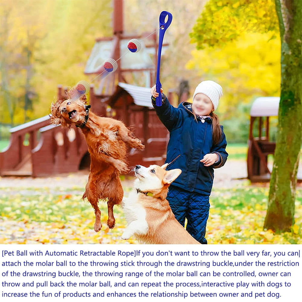 LNKOO Dog Ball Launcher Thrower Toy, Dog Chew Toothbrush Toy for Aggressive Chewers-200 FT Range Multifunctional Puppy Training Playing Throwing Fetch Toy