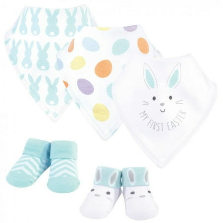 UPC: 0660168569032 | Hudson Baby Infant Cotton Bib and Sock Set 5pk Neutral 1St Easter One Size