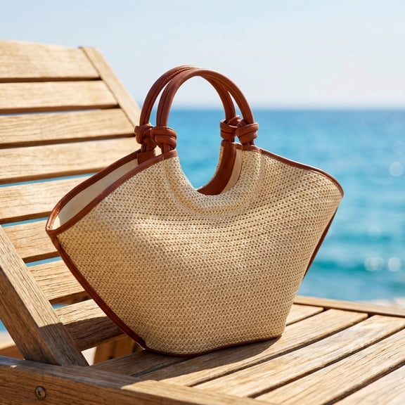 NWOKYZGH Straw Beach Tote Bags for Women, Retro Shoulder Bag, Classic Woven Travel Bag
