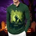 thumbnail image 4 of Dwelliawo Halloween Shirts for Men Pumpkin Spider Print Henley Vintage Shirt Bat Quick Dry Graphic Long Sleeve Funny Horror Costumes Dark Gray 2xL, 4 of 4